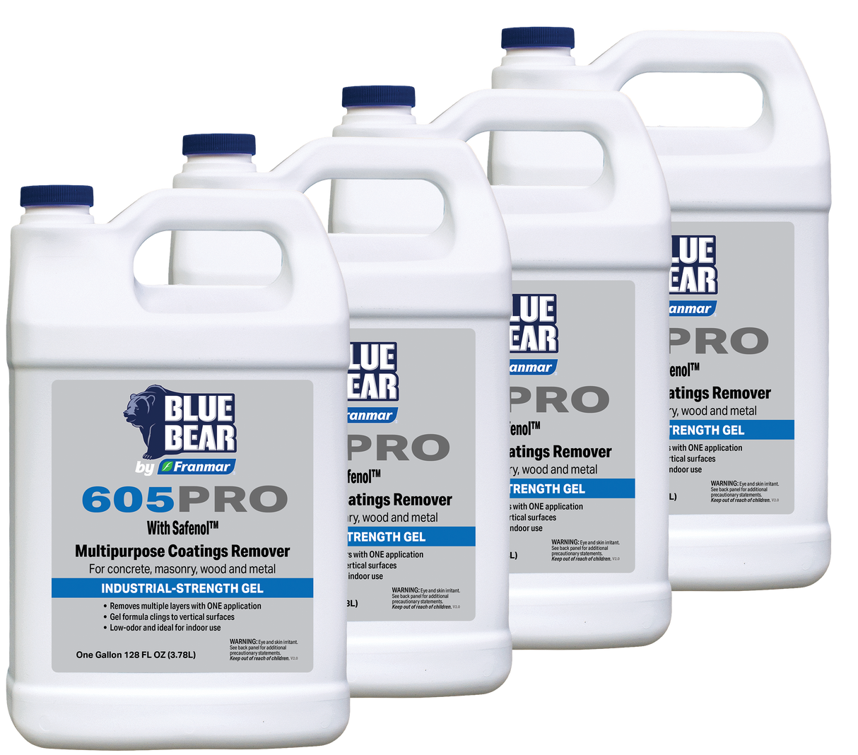 Franmar BLUE BEAR 605PRO Multipurpose Coatings Remover with Safenol - 4 Gallon Case