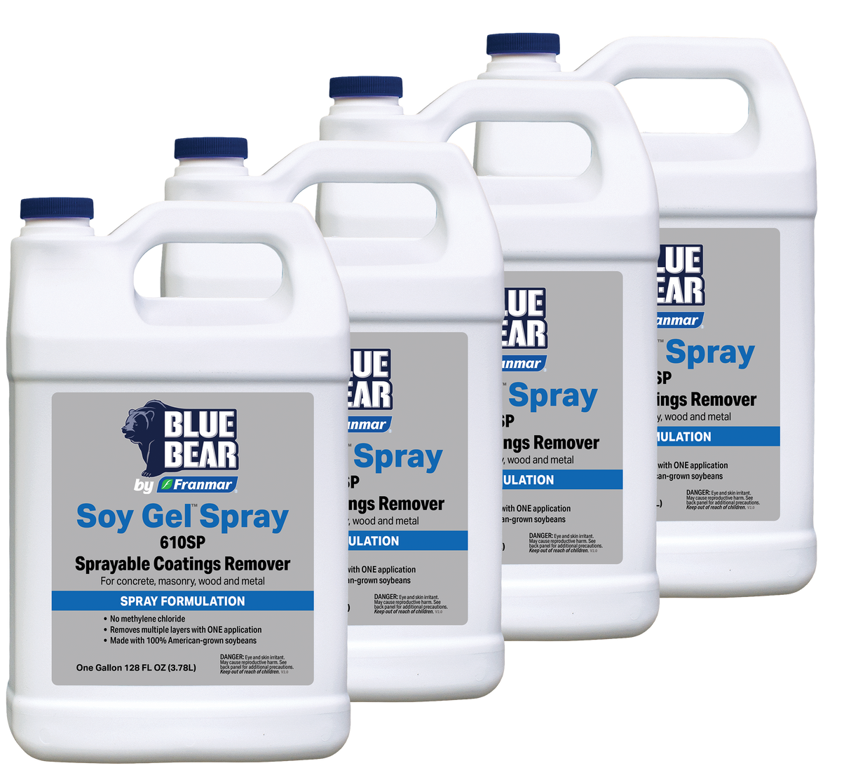 Franmar BLUE BEAR Soy Gel Spray 610SP Sprayable Coatings Remover - 4 Gallon Case