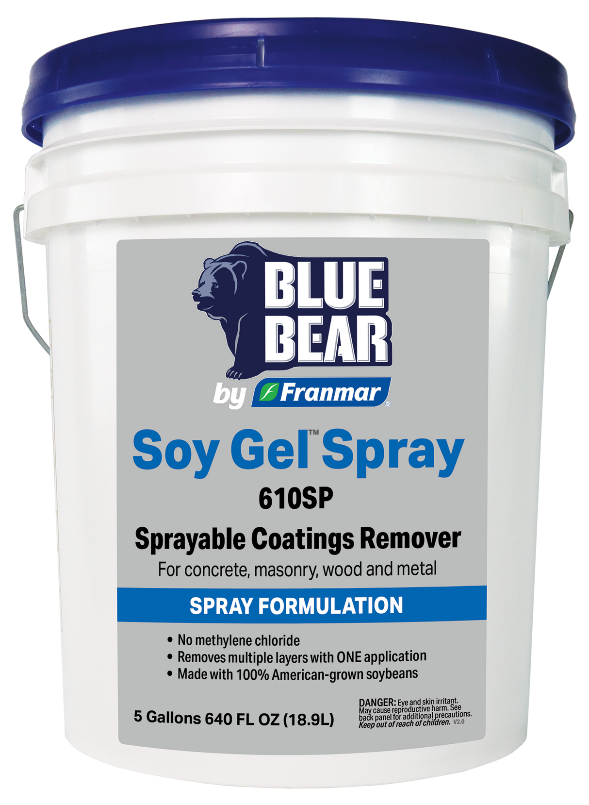 Franmar BLUE BEAR Soy Gel Spray 610SP Sprayable Coatings Remover - 5 Gallon