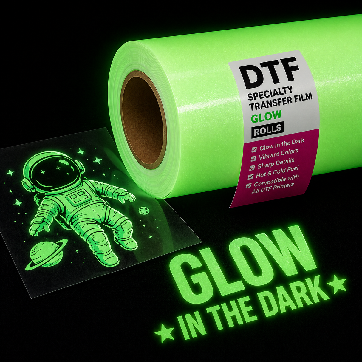 DTF Specialty Transfer Film – Glitter & Glow Rolls