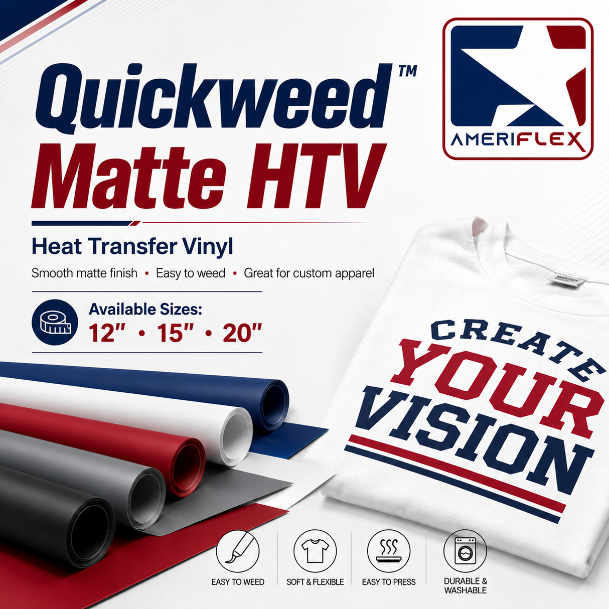 Quickweed™ Matte PU HTV – 12", 15" & 20"