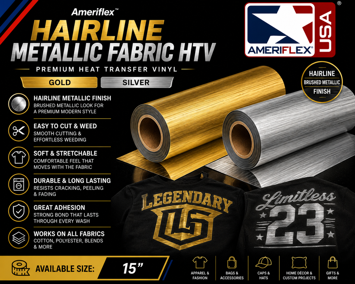 Ameriflex™ Hairline Metallic Fabric HTV – Gold & Silver 15"