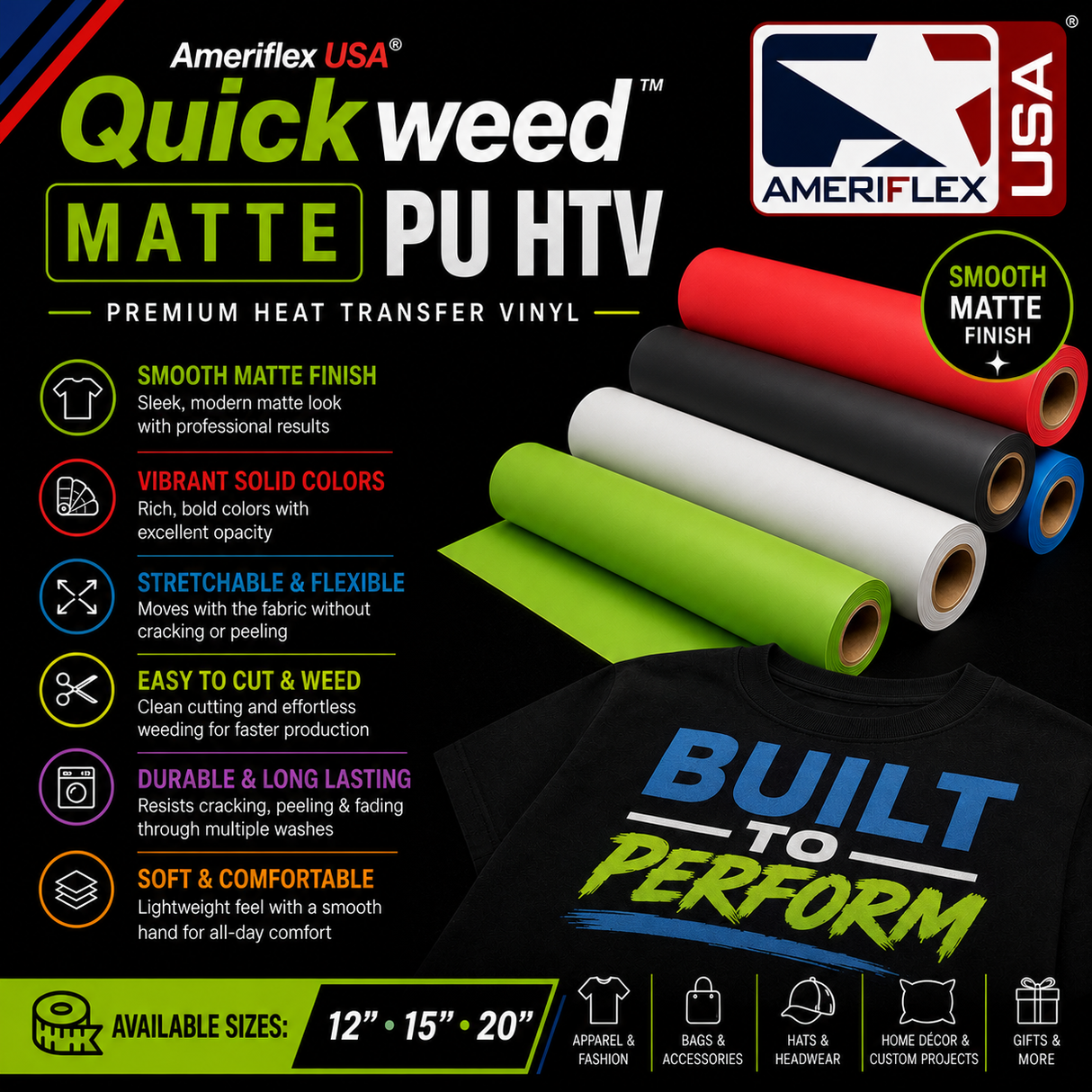 Quickweed™ Matte PU HTV – 12", 15" & 20"