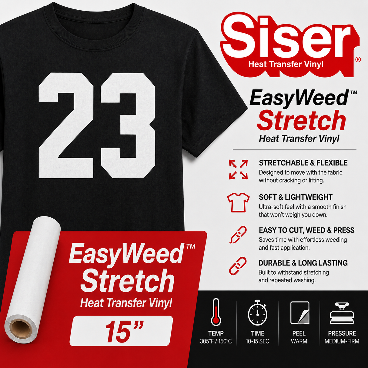 Siser® EasyWeed® Stretch Heat Transfer Vinyl – 15"