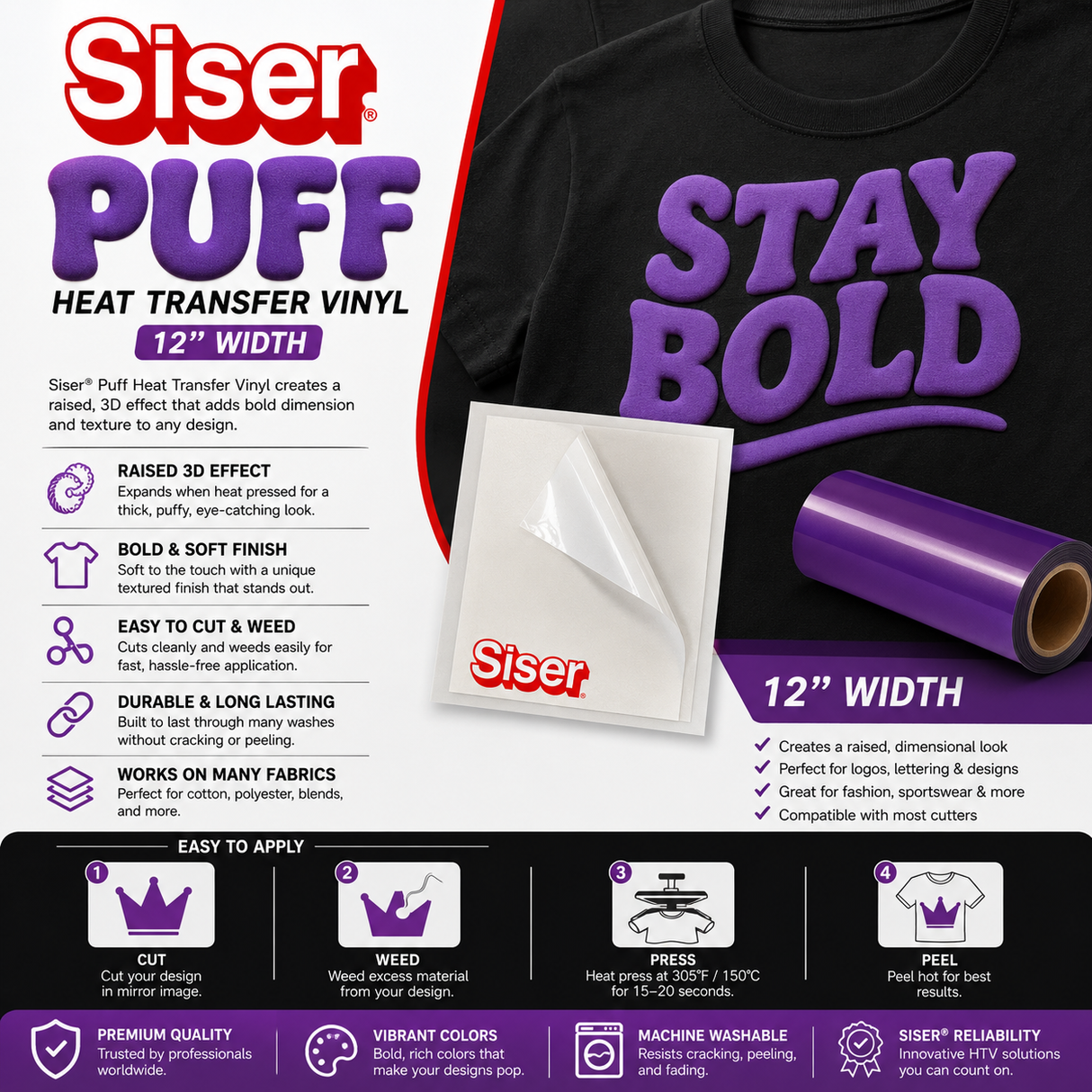 Siser® Puff Heat Transfer Vinyl – 12"