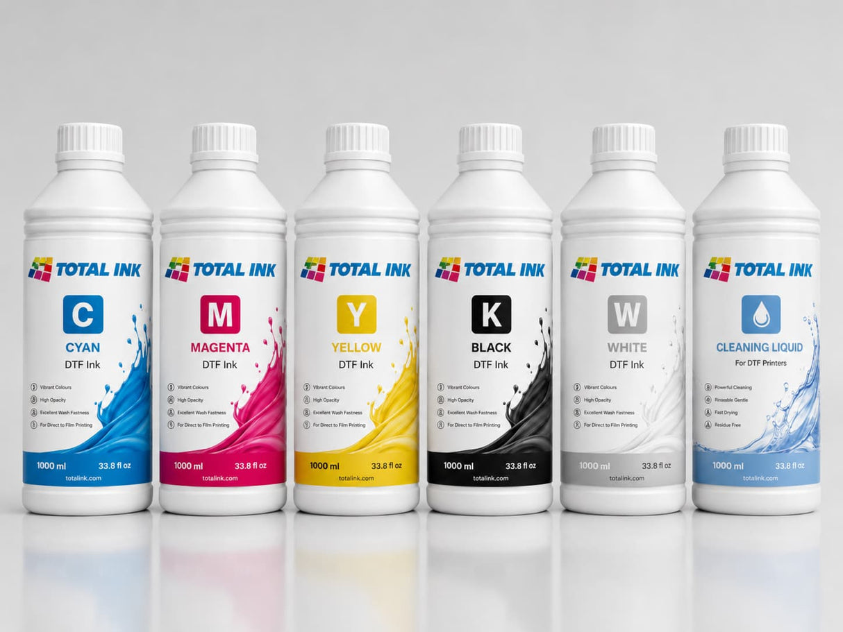 DTF Ink 900ml – CMYK + White | Total Ink Solutions
