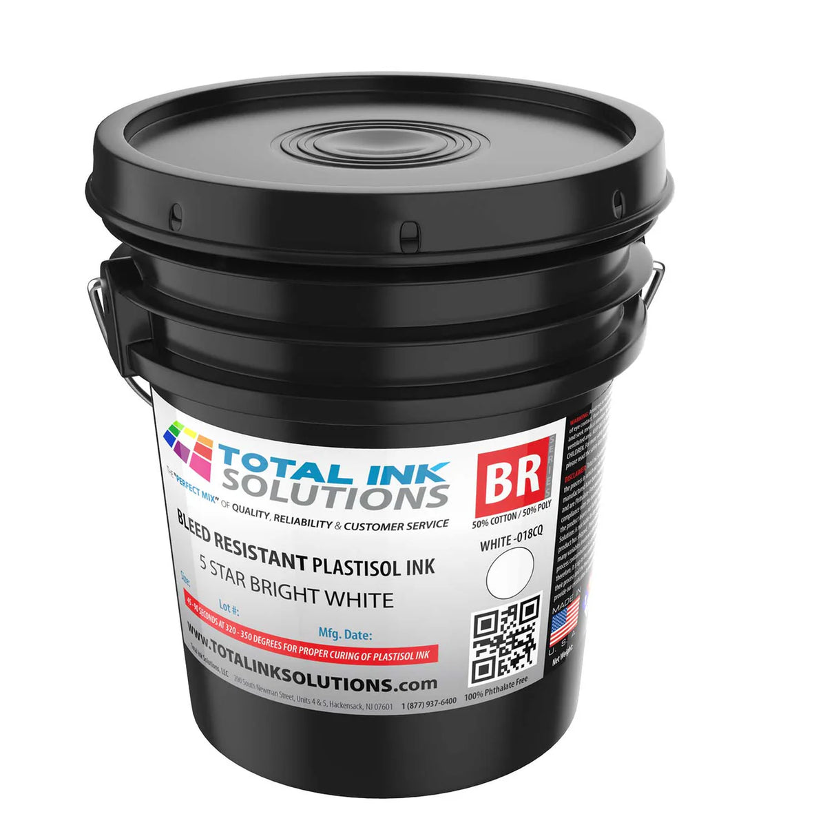 Bleed Resistant 5-Star Bright White CQ Plastisol Ink Cotton & 50/50 Blends