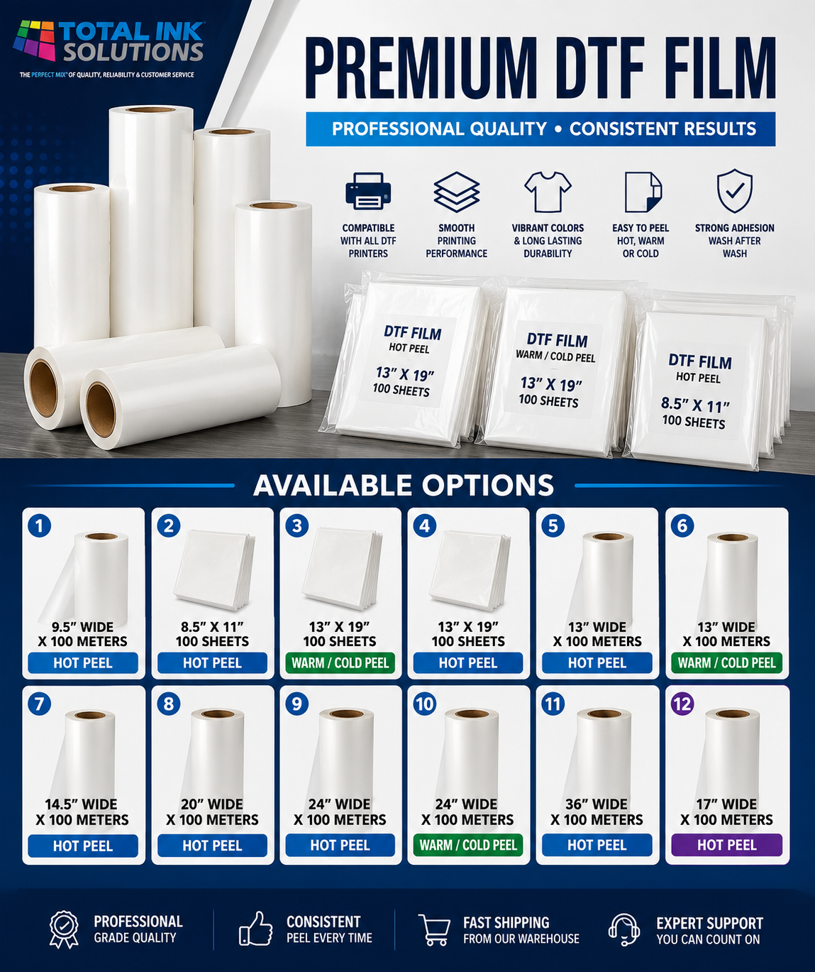 Instant hot DTF transfer film