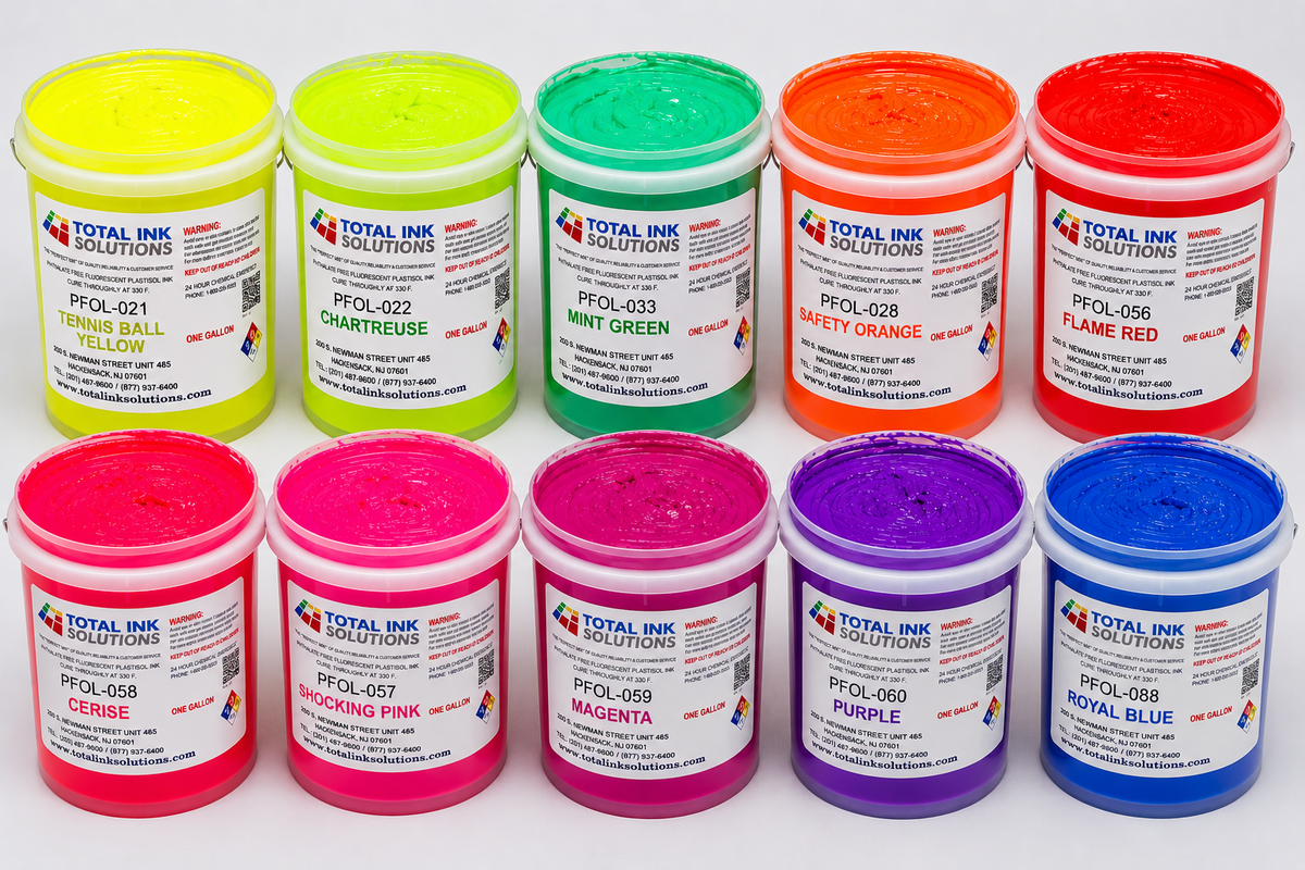 Fluorescent neon plastisol screen printing ink