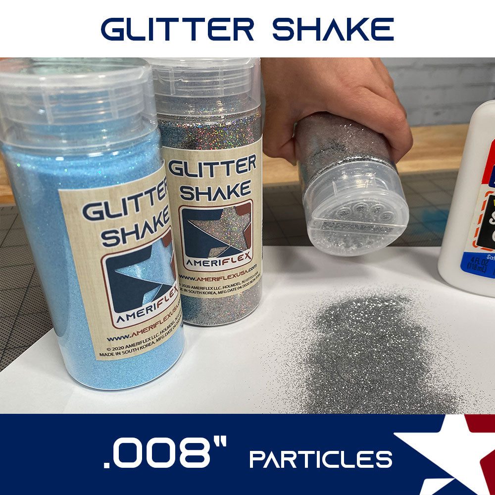 Glitter shake powder for apparel decorating