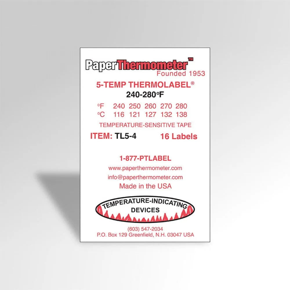 Thermolabel cure temperature testing strip