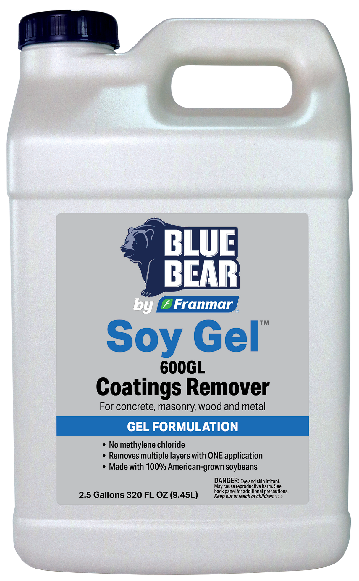 Franmar BLUE BEAR Soy Gel 600GL Coatings Remover - 2.5 Gallon