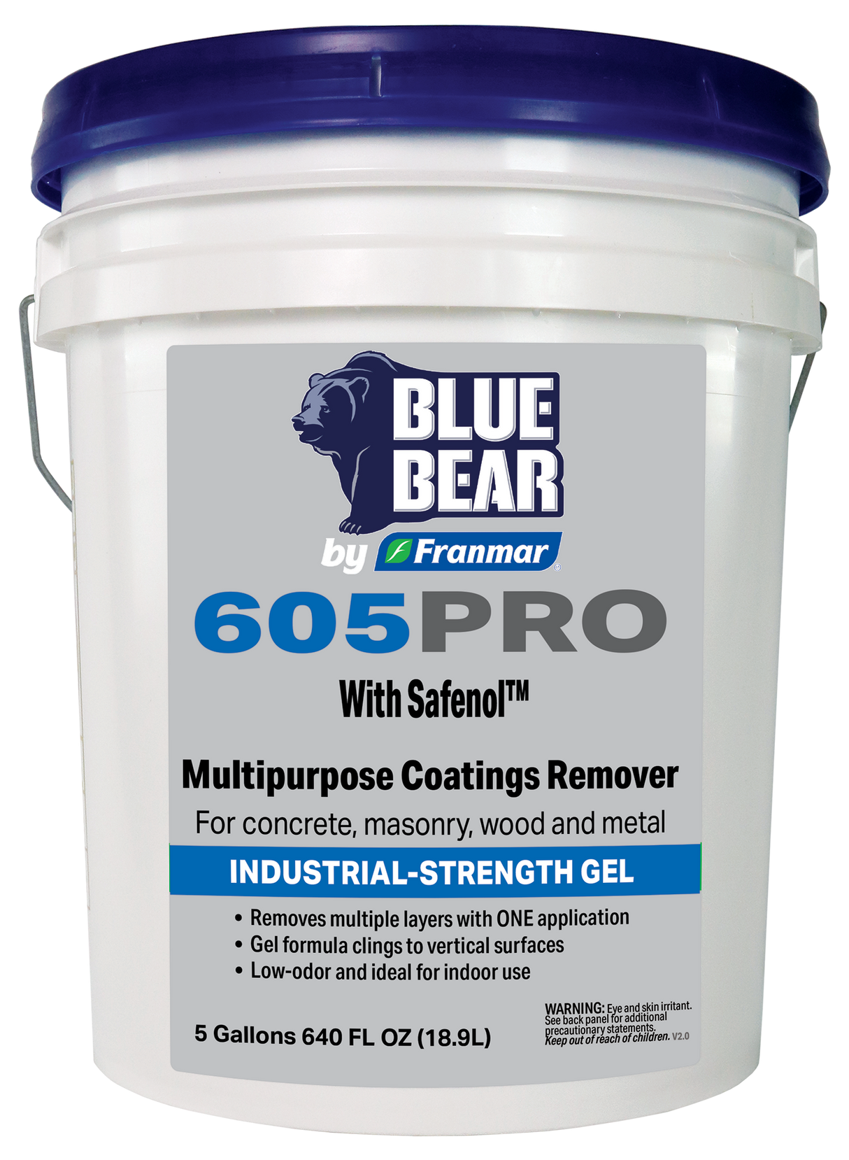 Franmar BLUE BEAR 605PRO Multipurpose Coatings Remover with Safenol - 5 Gallon