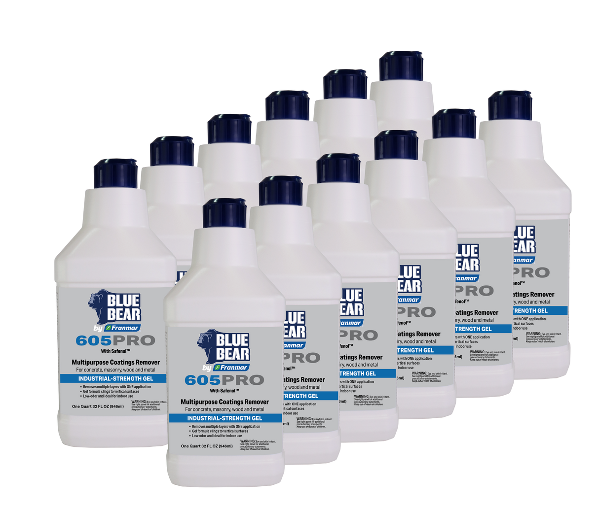 Franmar BLUE BEAR 605PRO Multipurpose Coatings Remover with Safenol - 12 Quart Case