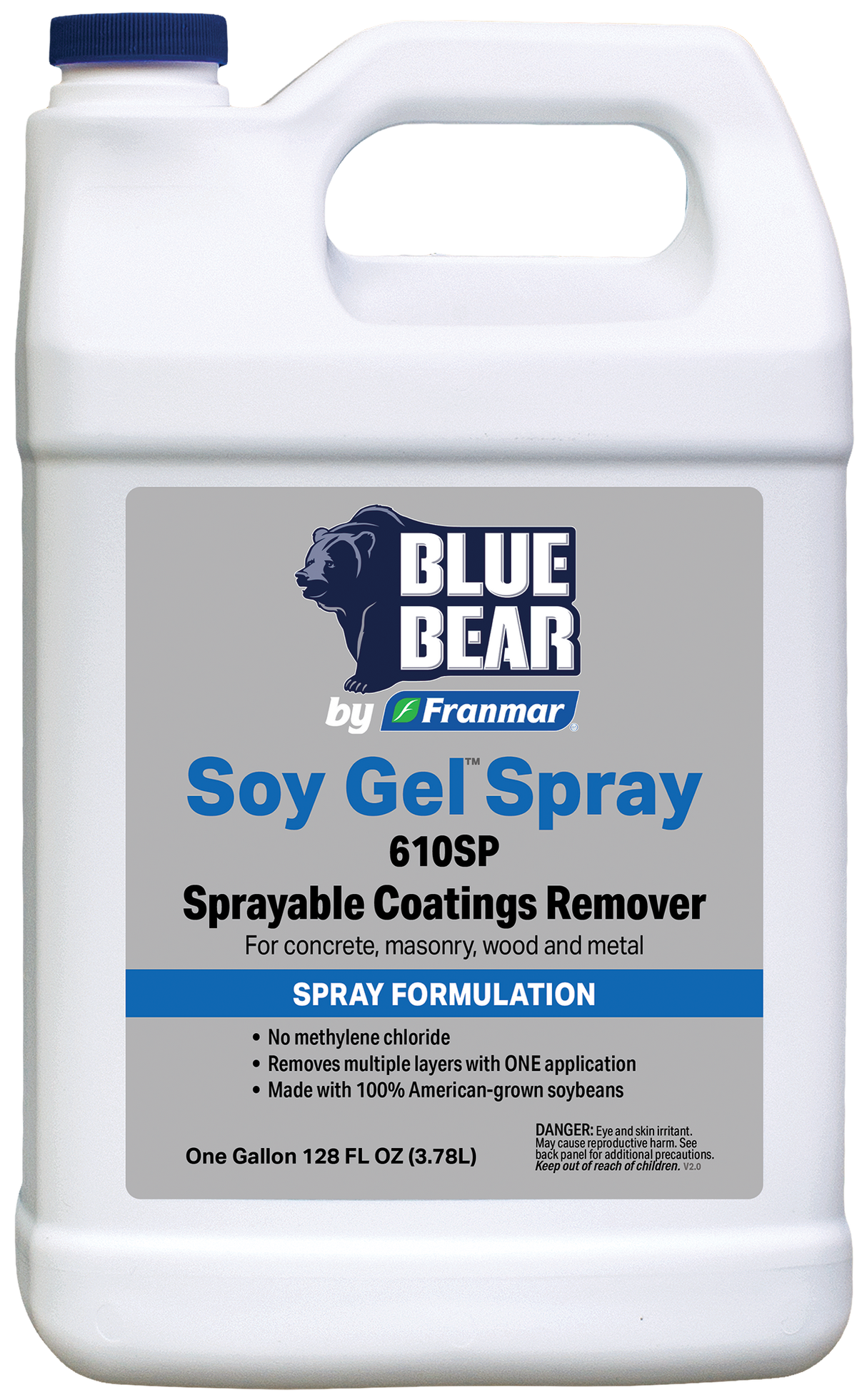Franmar BLUE BEAR Soy Gel Spray 610SP Sprayable Coatings Remover - Gallon
