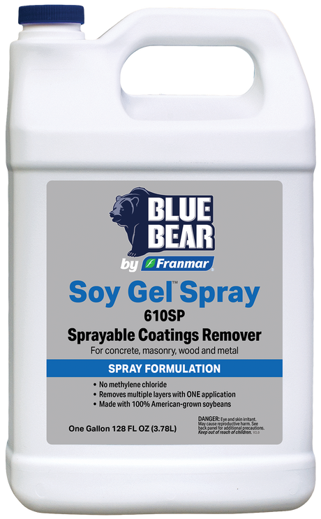 Franmar BLUE BEAR Soy Gel Spray 610SP Sprayable Coatings Remover - Gallon