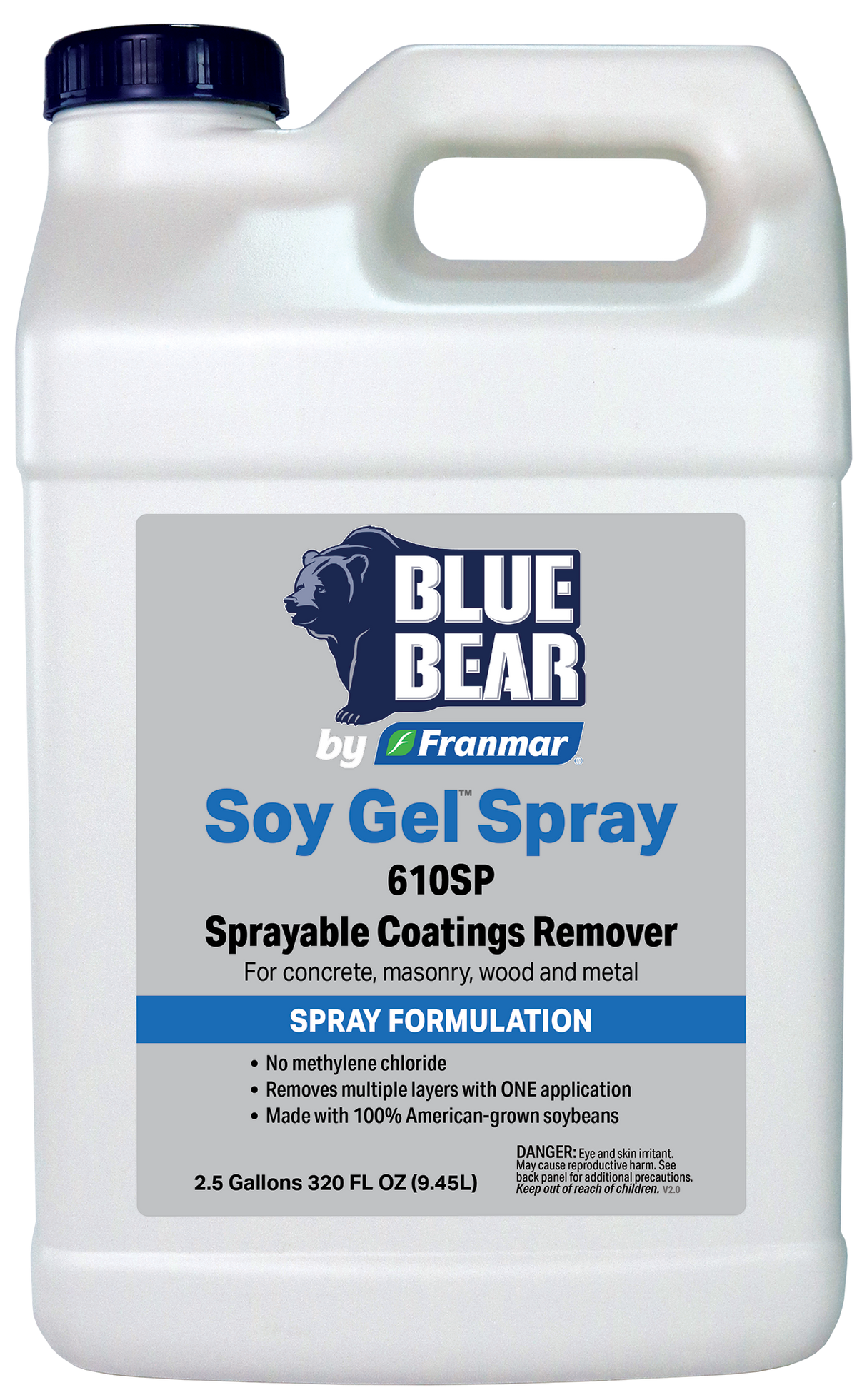 Franmar BLUE BEAR Soy Gel Spray 610SP Sprayable Coatings Remover - 2.5 Gallon