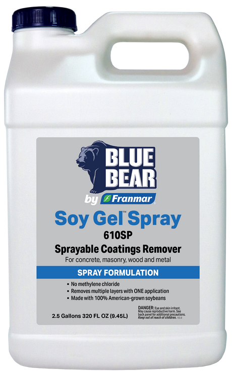 Franmar BLUE BEAR Soy Gel Spray 610SP Sprayable Coatings Remover - 2.5 Gallon