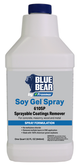 Franmar BLUE BEAR Soy Gel Spray 610SP Sprayable Coatings Remover - Quart