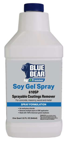 Franmar BLUE BEAR Soy Gel Spray 610SP Sprayable Coatings Remover - Quart