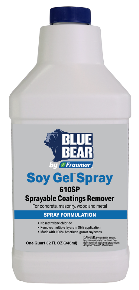 Franmar BLUE BEAR Soy Gel Spray 610SP Sprayable Coatings Remover - Quart