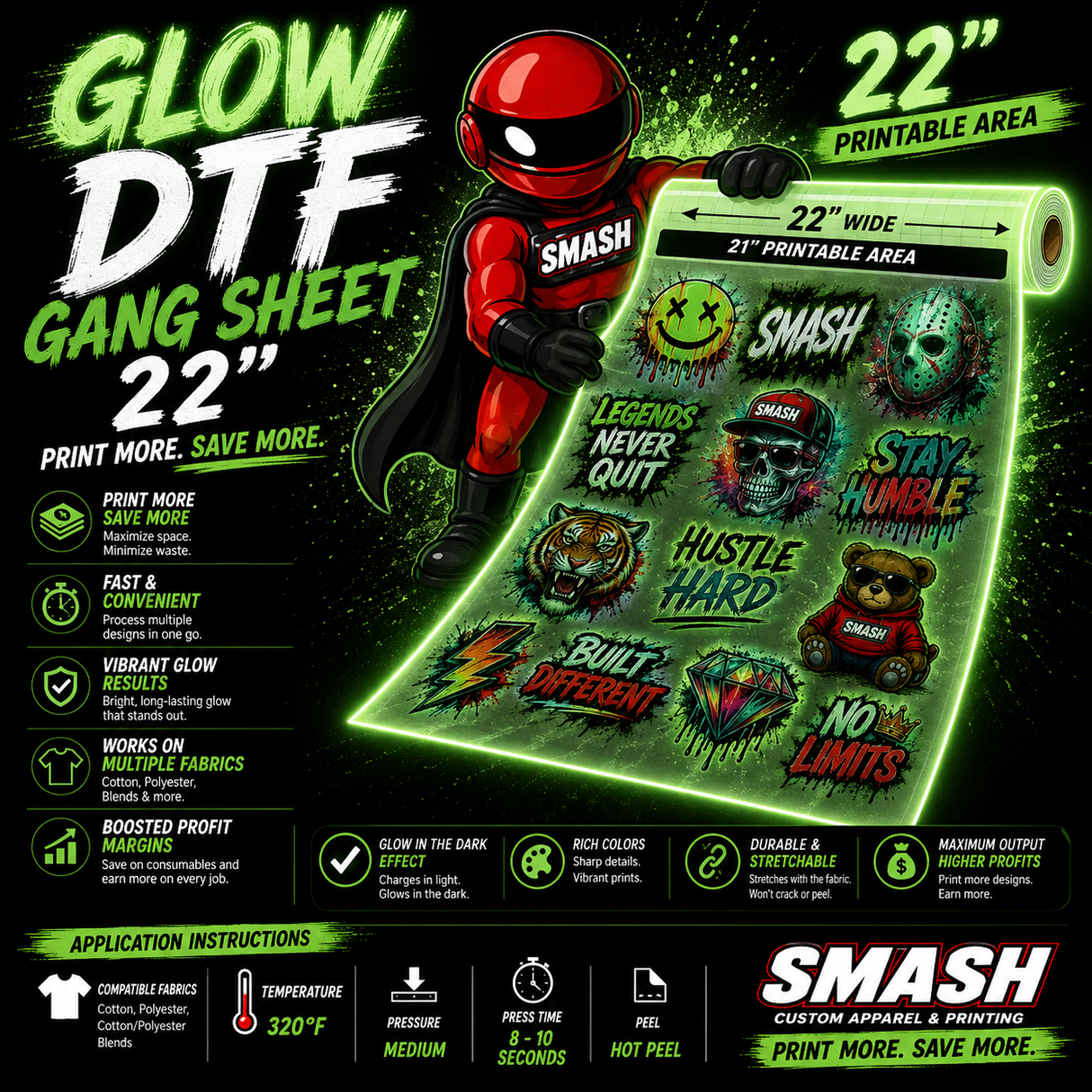 Glow DTF Gang Sheet Upload 22"