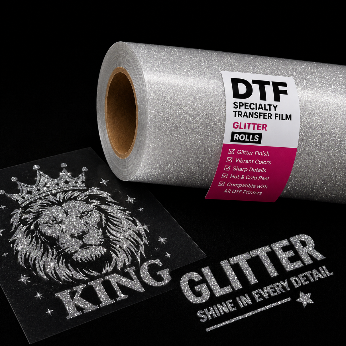 DTF Specialty Transfer Film – Glitter & Glow Rolls