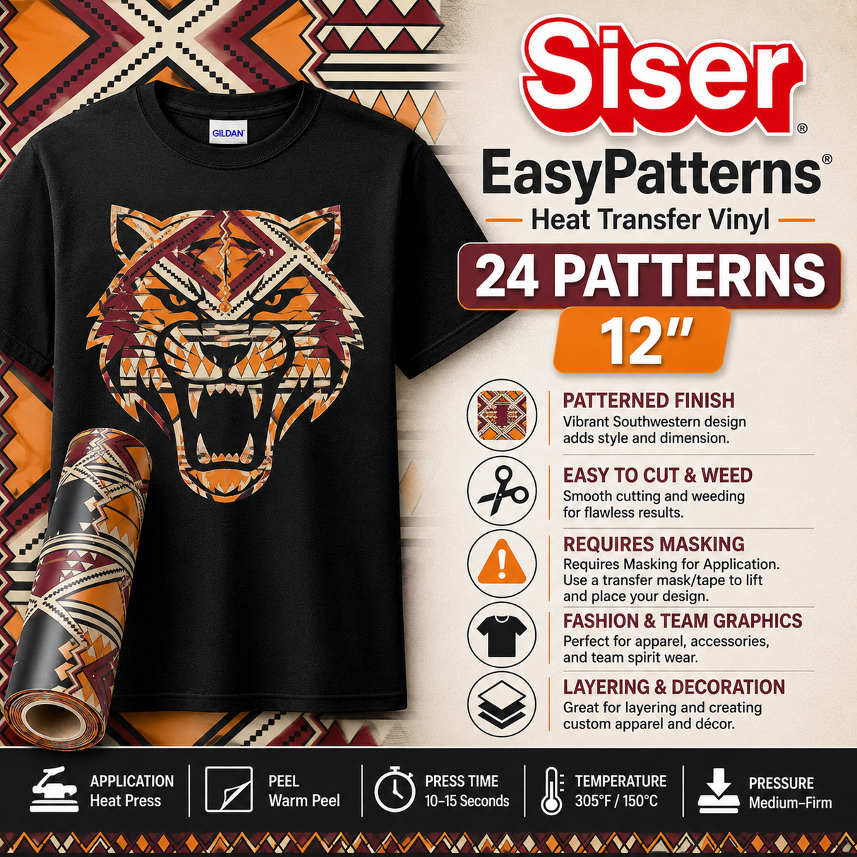 Siser® EasyPatterns® Heat Transfer Vinyl – 24 Patterns – 12"