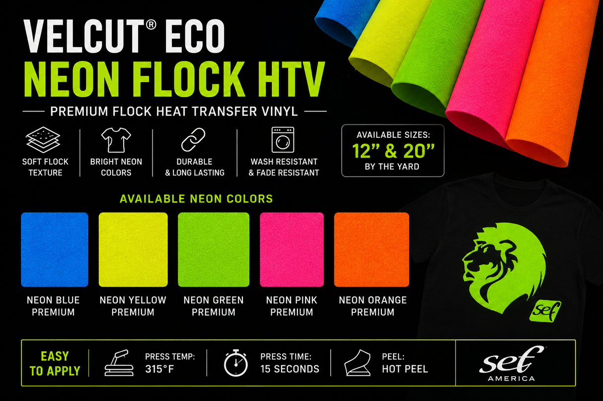 VelCut® Eco Neon Flock PU Heat Transfer Vinyl – 19.7"