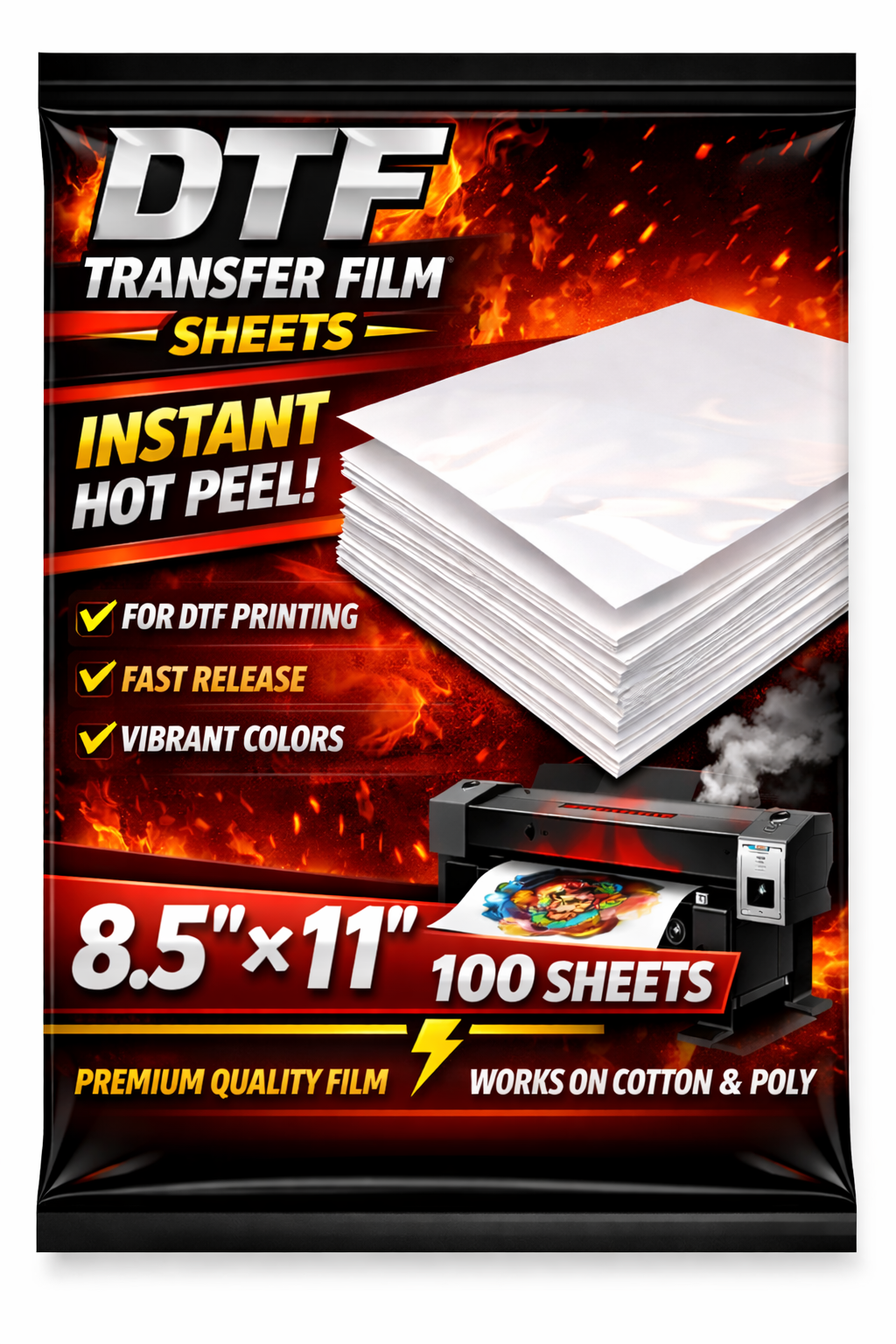 DTF Premium Instant Hot Peel Film – All Sizes