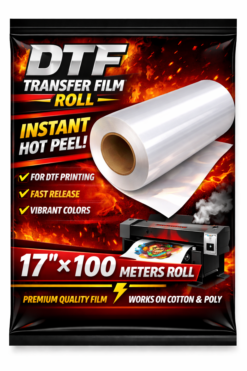 DTF Premium Instant Hot Peel Film – All Sizes