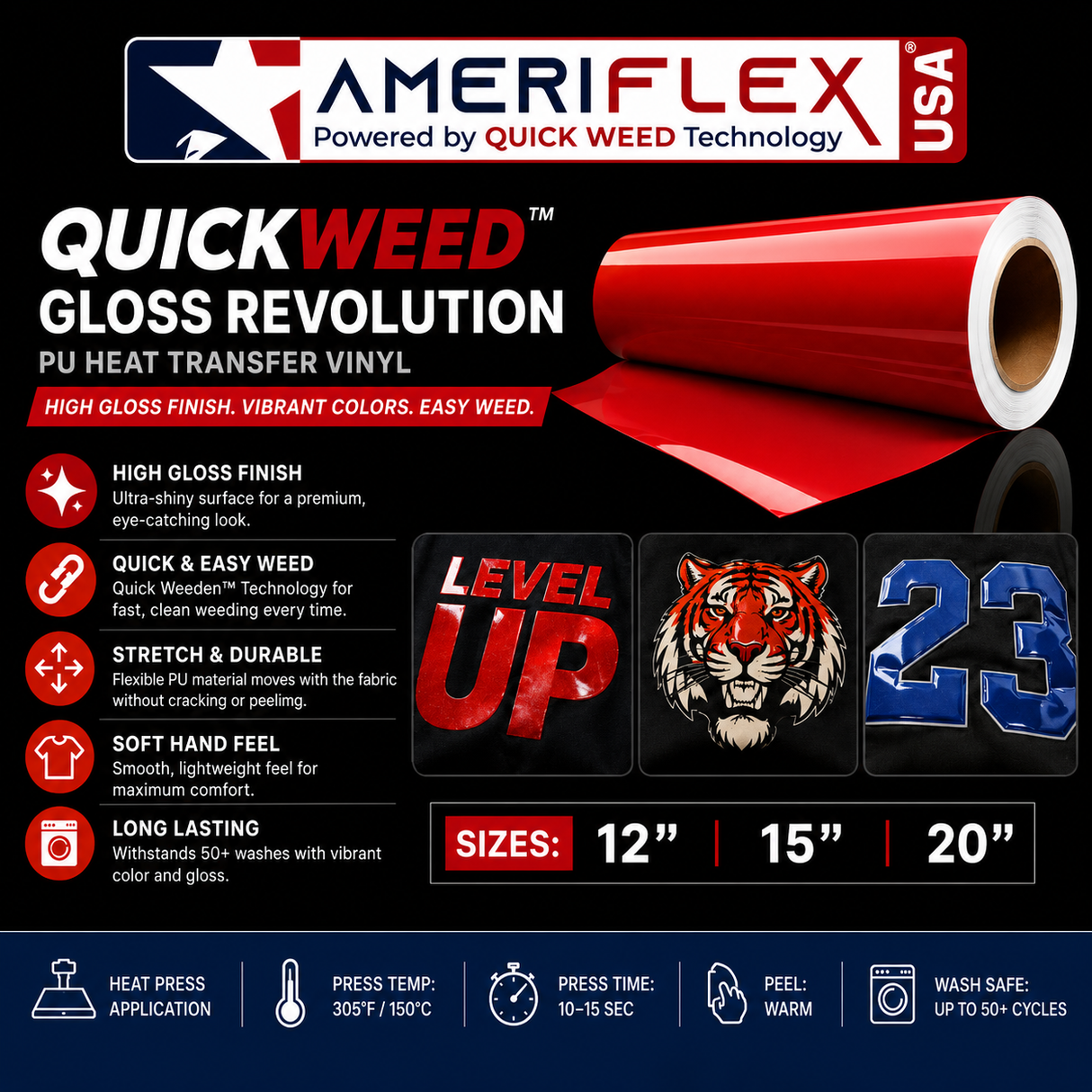 Quickweed™ Revolution Gloss PU HTV – 12", 15" & 20"
